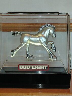 Vintage Bud Light Silver Clydesdale Bar Light Display EXCELLENT CONDITION!